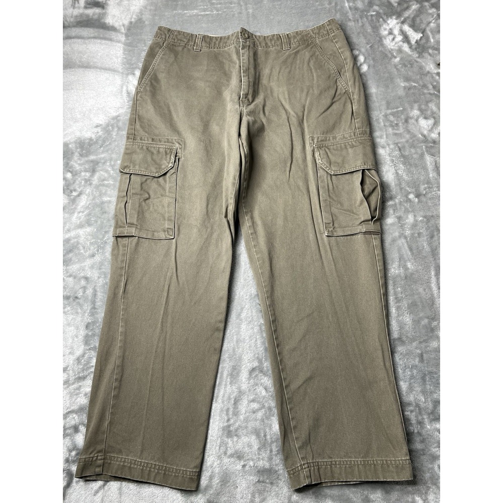 Roundtree & Yorke Cargo Pants Men Size 34x28 Olive Green Classic Fit Summer